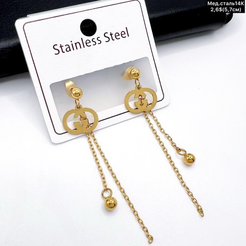 Сережки мед.сталь14К 10625 (5,7см.)